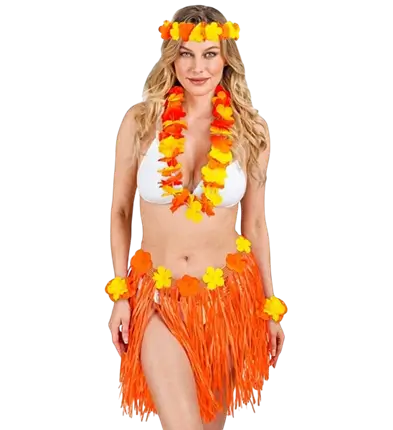 Orange hawaiiansk udklædningssæt