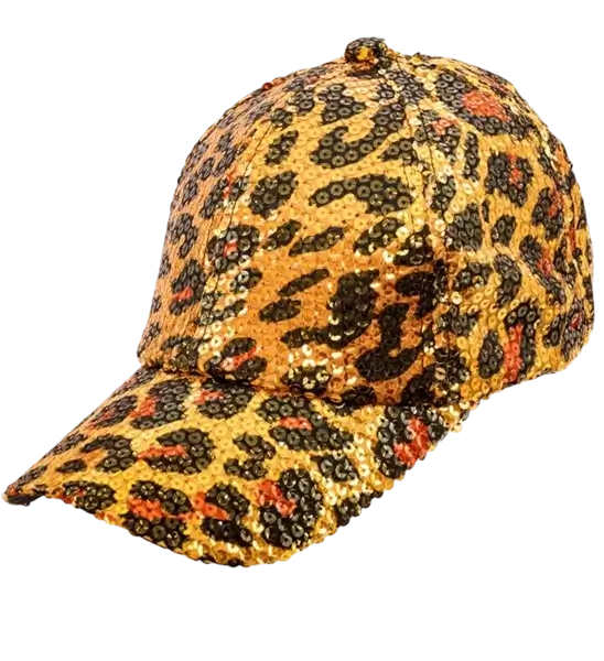 Pailletkasket, orange leopardprint