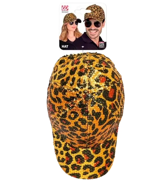 Pailletkasket, orange leopardprint
