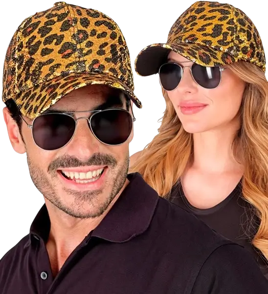 Pailletkasket, orange leopardprint