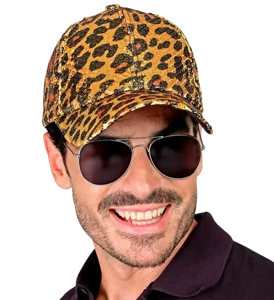 Pailletkasket, orange leopardprint