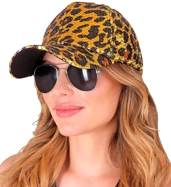 Pailletkasket, orange leopardprint