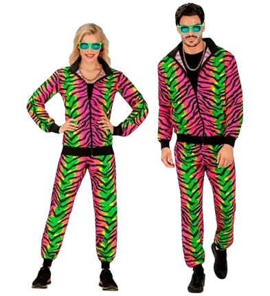 Fluorescerende zebra-jumpsuit - L