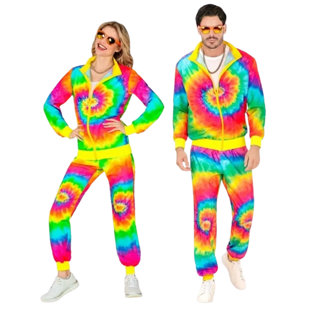 Psykedelisk jumpsuit med hippiemotiv - XL