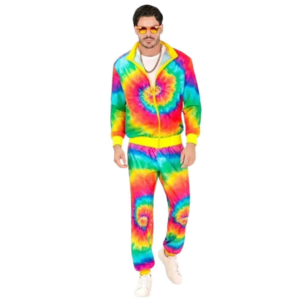 Psykedelisk jumpsuit med hippiemotiv - XL