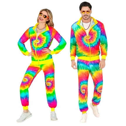 Psykedelisk jumpsuit med hippiemotiv - XL