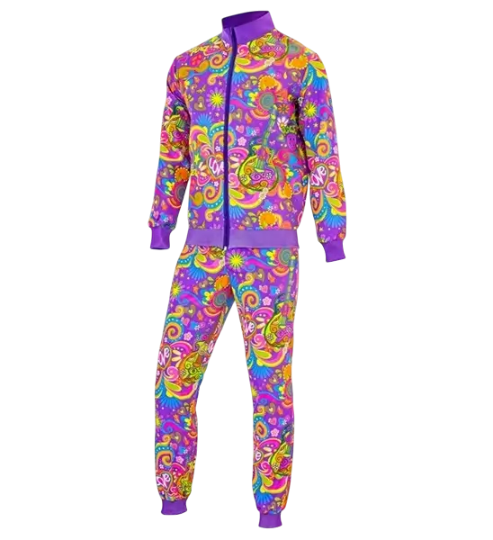 Fluorescerende flower power hippie jumpsuit - XL