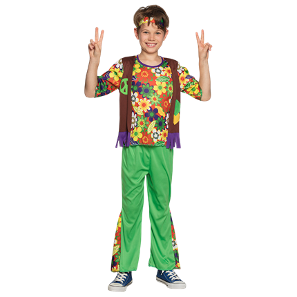 Hippieblomst-forklædning til drenge - 4-6 år