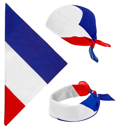 Bandana France 55 cm i bomuld - Supporter og udklædning
