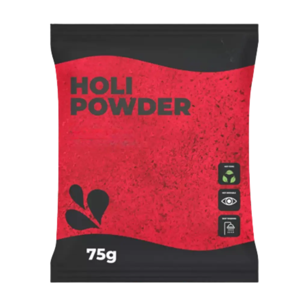 Holi-pulver RØDT – Pose på 75 gram