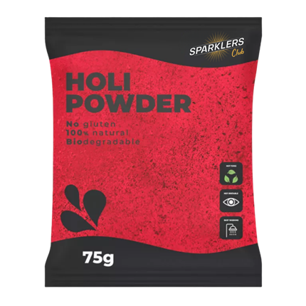 Holi-pulver RØDT – Pose på 75 gram