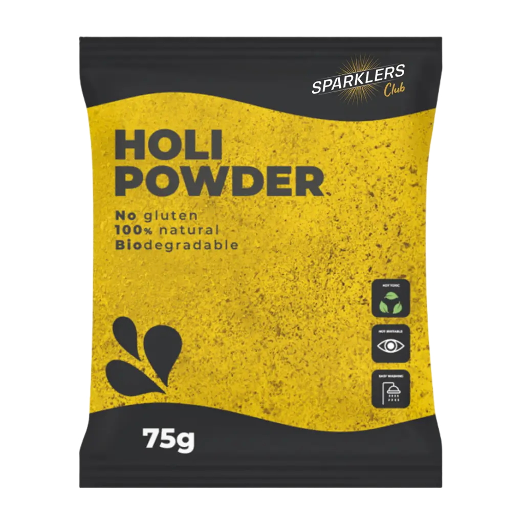 Holi-pulver, GULT – Pose på 75 gram