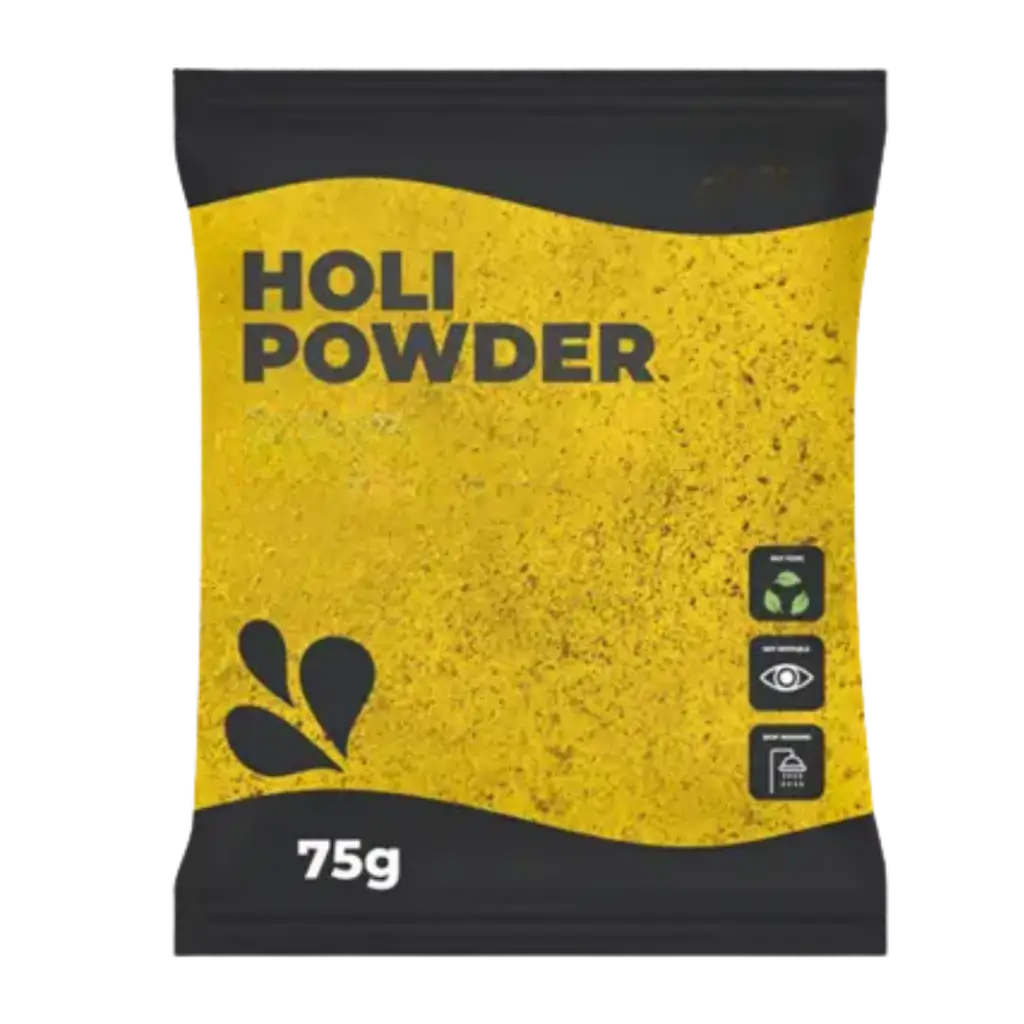 Holi-pulver, GULT – Pose på 75 gram