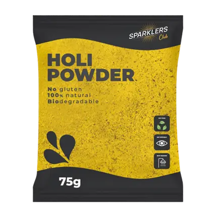 Holi-pulver, GULT – Pose på 75 gram