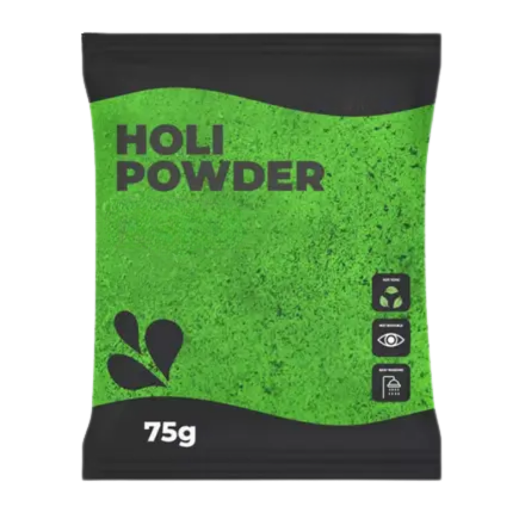 Holi-pulver, GRØNT – Pose på 75 gram