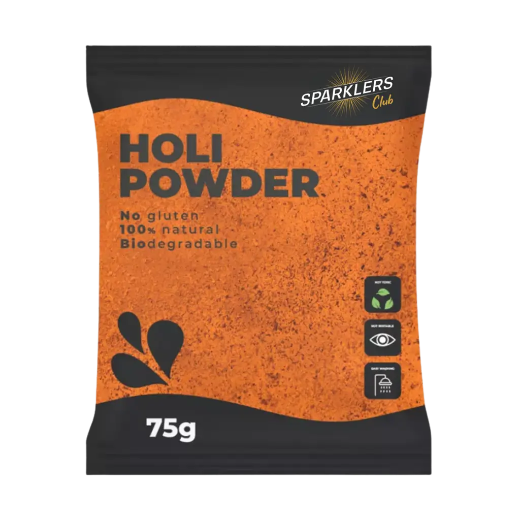 Holi-pulver ORANGE – Pose på 75 gram