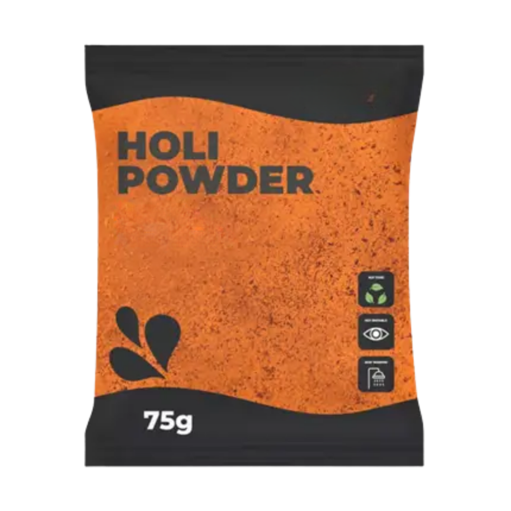 Holi-pulver ORANGE – Pose på 75 gram