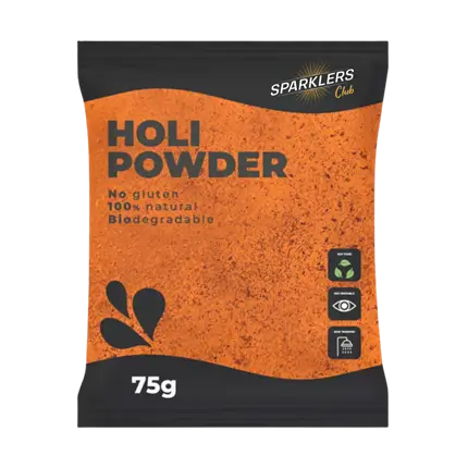 Holi-pulver ORANGE – Pose på 75 gram
