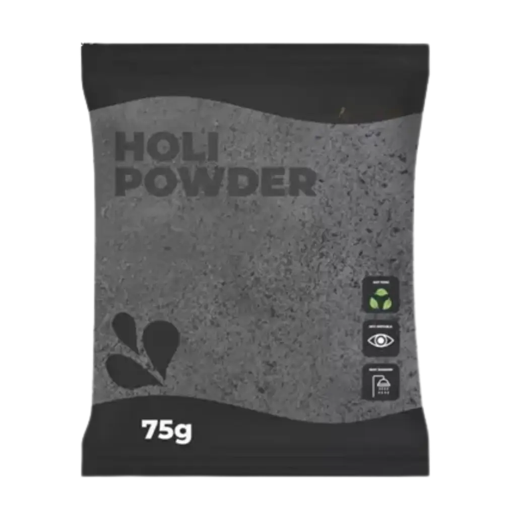 Holi-pulver, SORT – Pose på 75 gram
