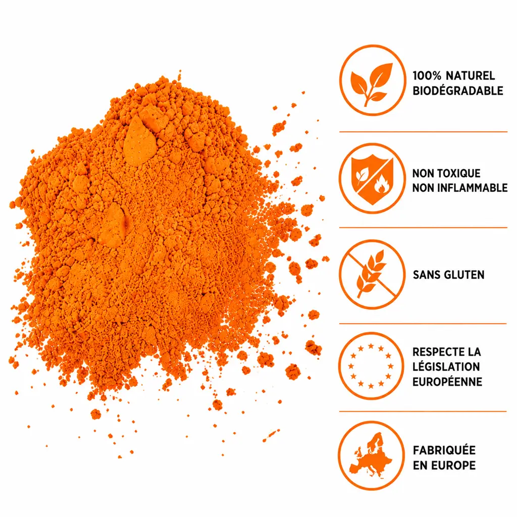 Holi-pulver, orange – 1 kg-pose