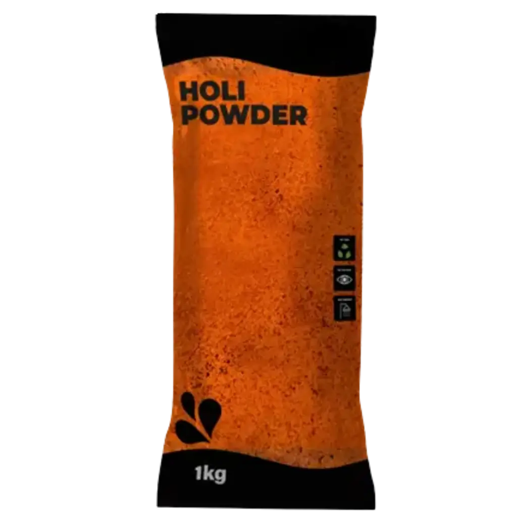 Holi-pulver, orange – 1 kg-pose