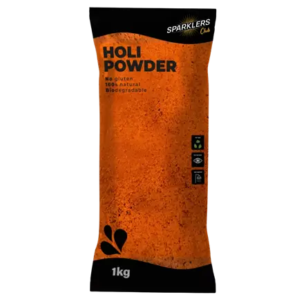 Holi-pulver, orange – 1 kg-pose