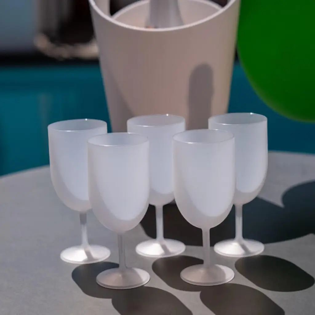 Sæt med 50 Ecocup-vinglas med frostet effekt, 12 cl (18 cl til randen), genanvendelige – til vin, vinsmagning og aperitif
