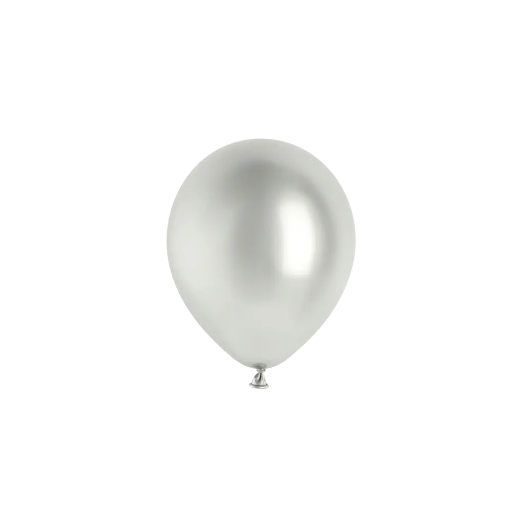 Sæt med 50 skinnende sølvfarvede metalliske balloner, Ø 12 cm