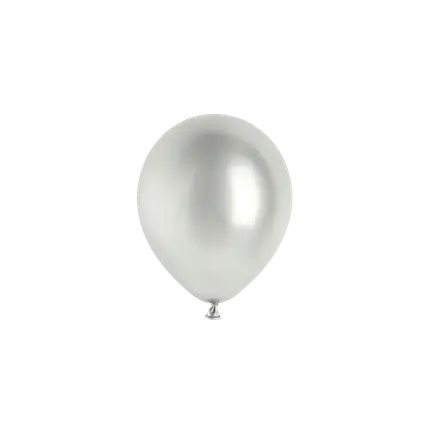 Sæt med 50 skinnende sølvfarvede metalliske balloner, Ø 12 cm