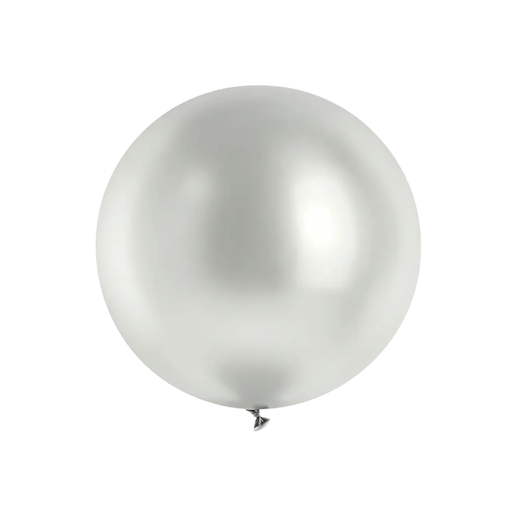 Kæmpe metallisk ballon i skinnende sølv, Ø 100 cm