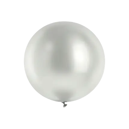 Kæmpe metallisk ballon i skinnende sølv, Ø 100 cm