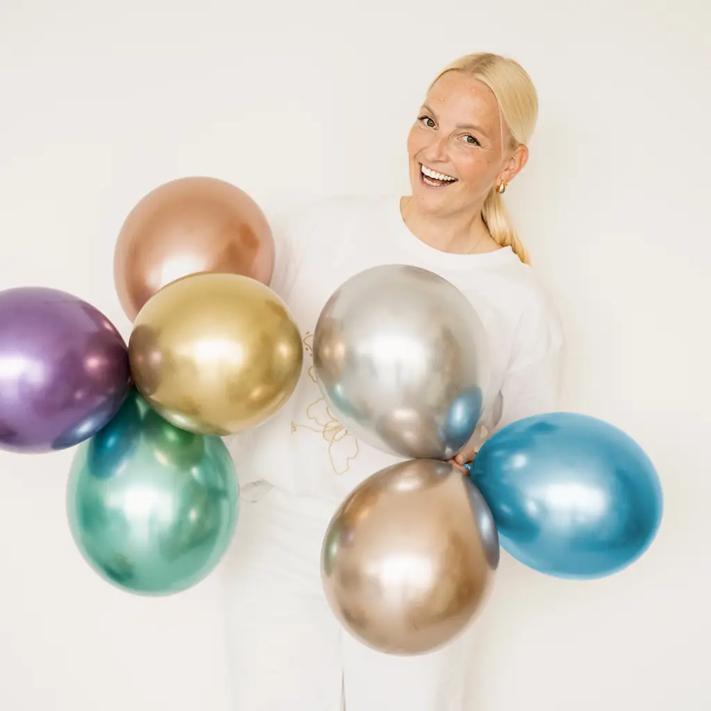 Sæt med 50 skinnende blå metalliske balloner, Ø 12 cm