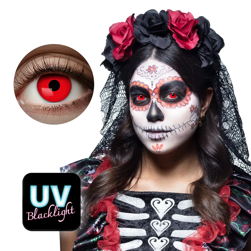 Røde fluorescerende linser – Halloween-linser