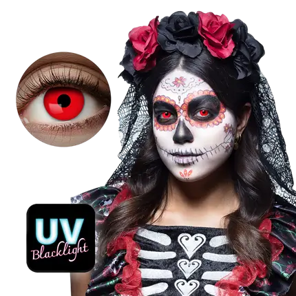 Røde fluorescerende linser – Halloween-linser