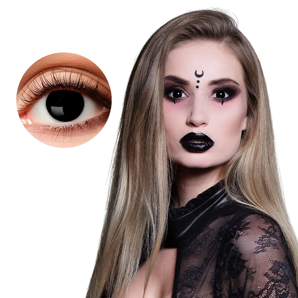 Sorte hekse-kontaktlinser – Halloween-kontaktlinser