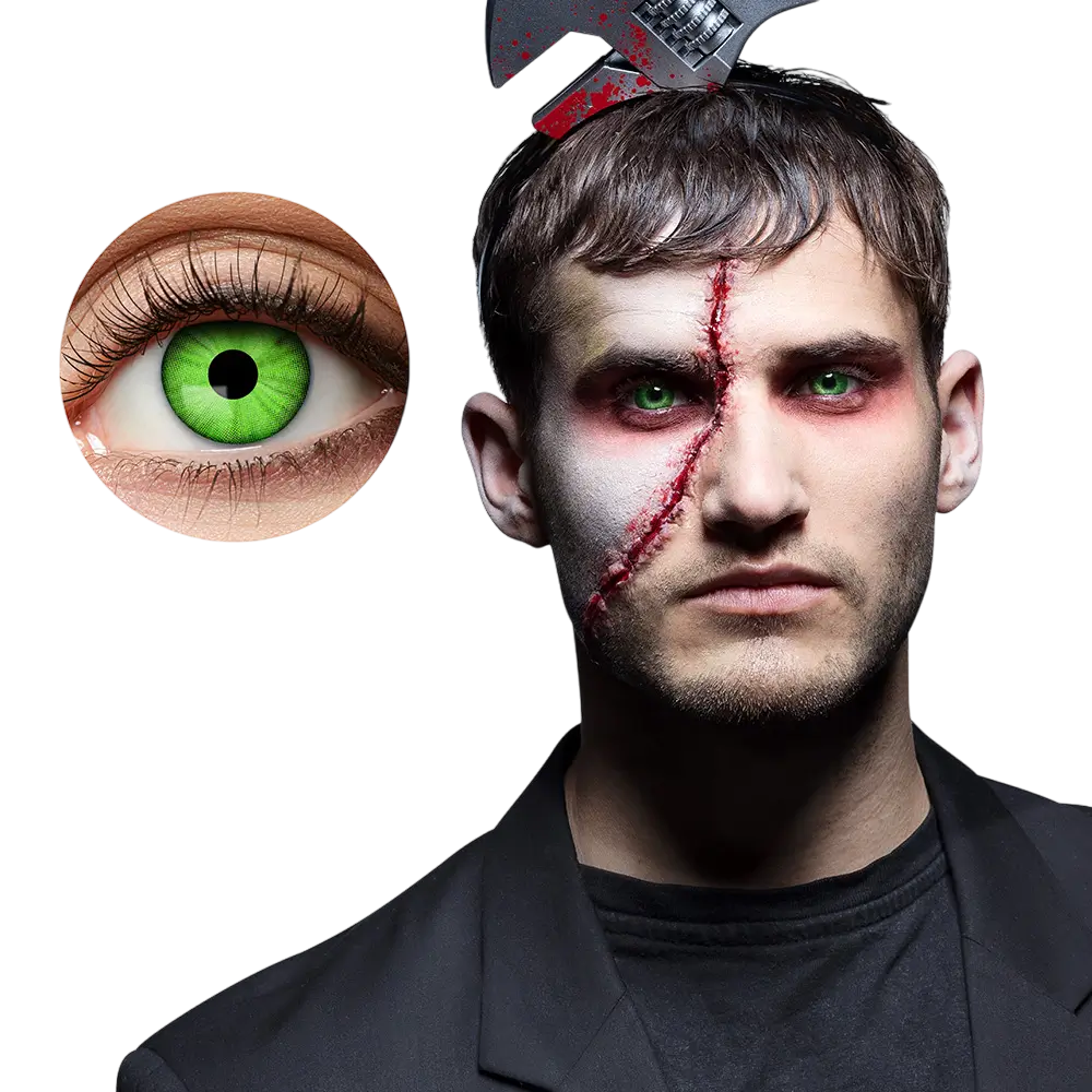 Grønne zombie-kontaktlinser – Halloween-kontaktlinser