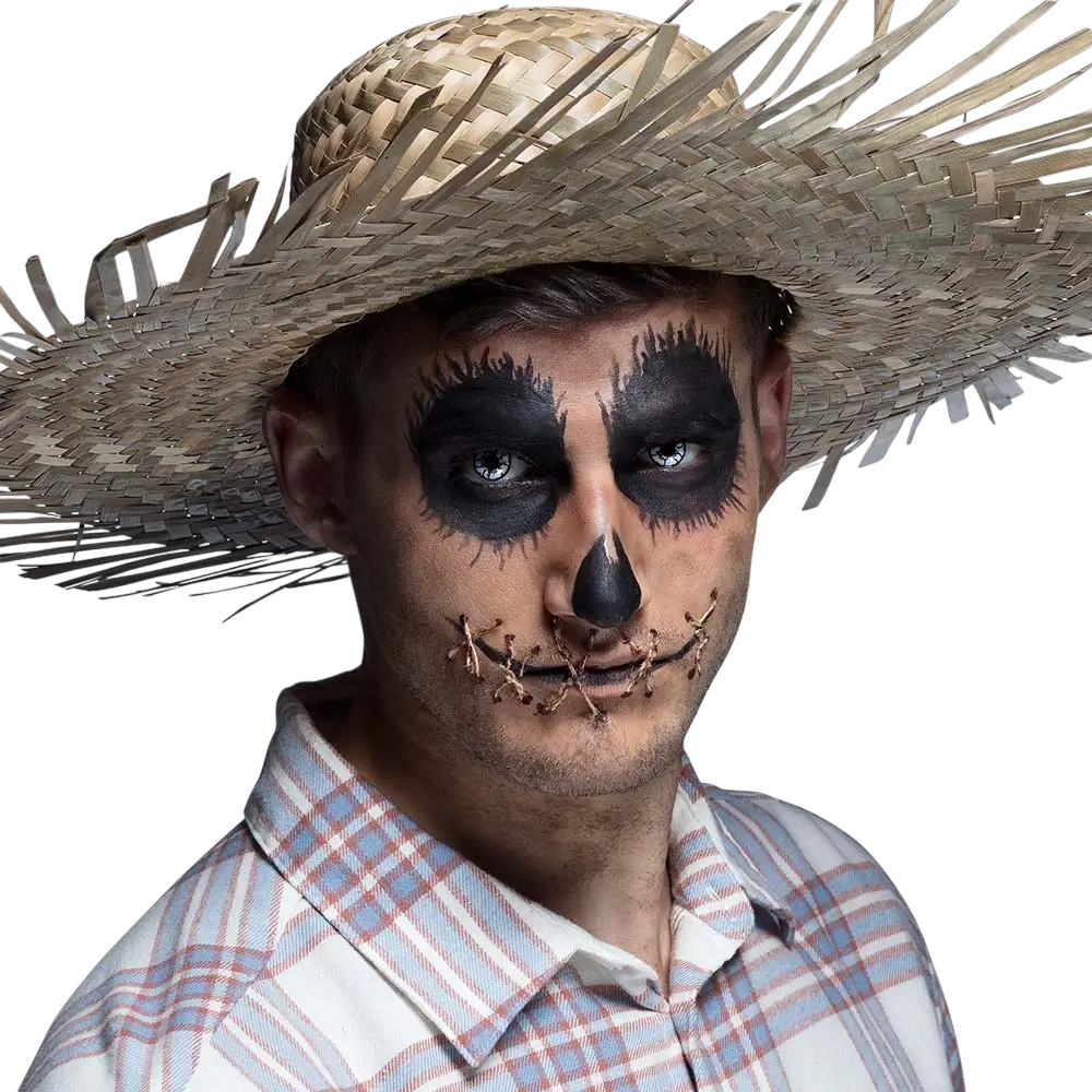 Hvide, krakelerede linser – Sort fugleskræmsel – Halloween-linser