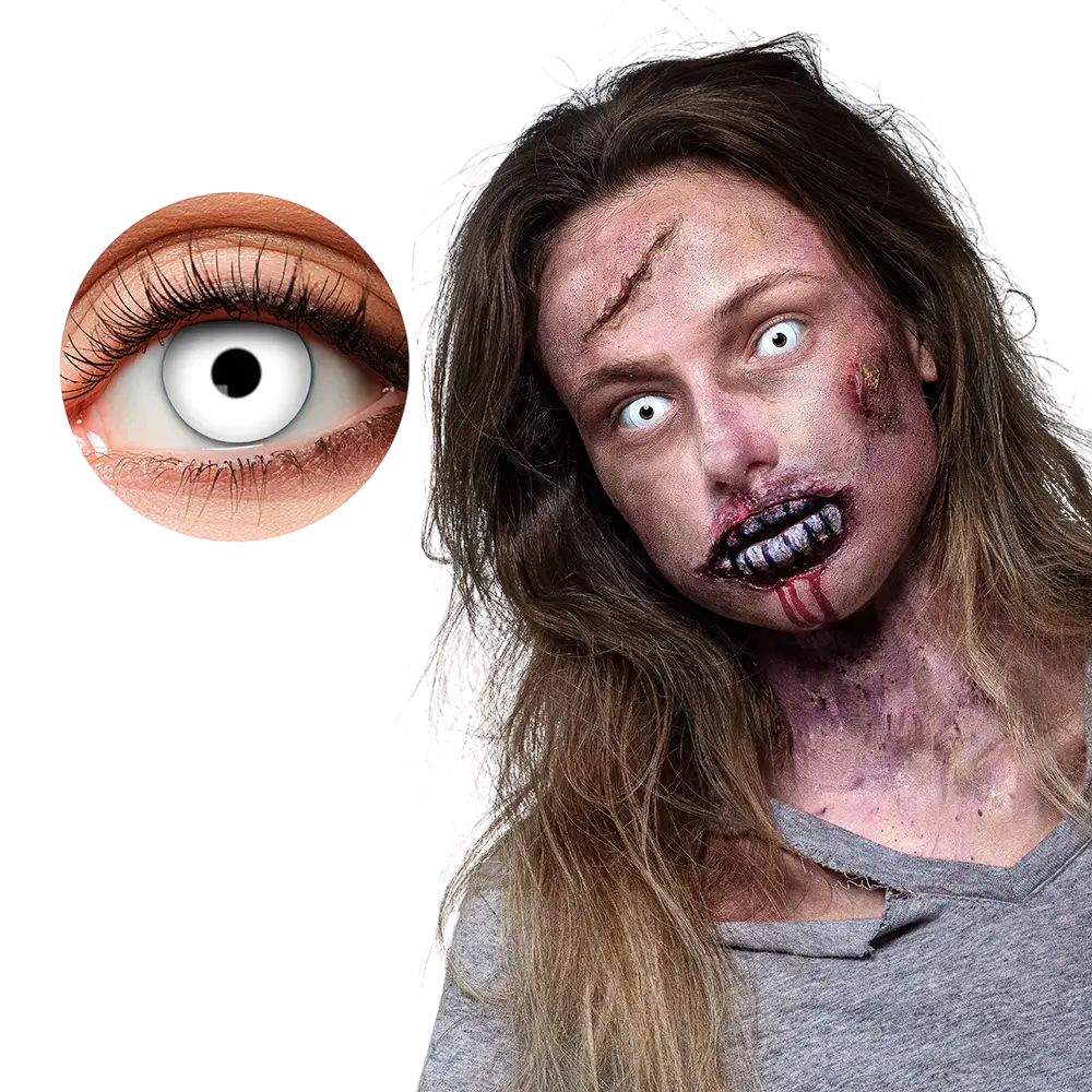 Zombie-kontaktlinser med hvide øjne – Halloween-kontaktlinser