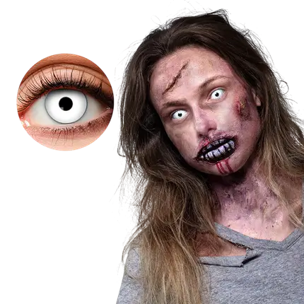 Zombie-kontaktlinser med hvide øjne – Halloween-kontaktlinser