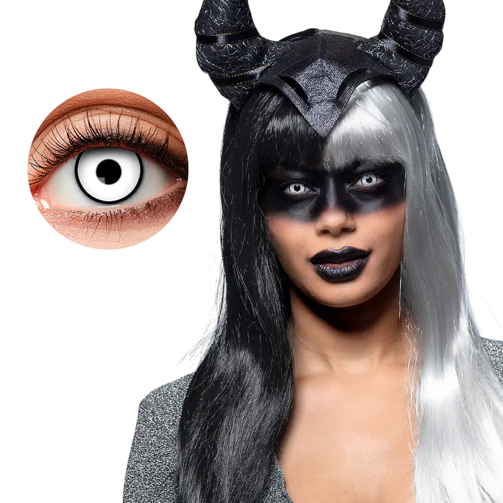 Hvide kontaktlinser med sort kant – Halloween-kontaktlinser