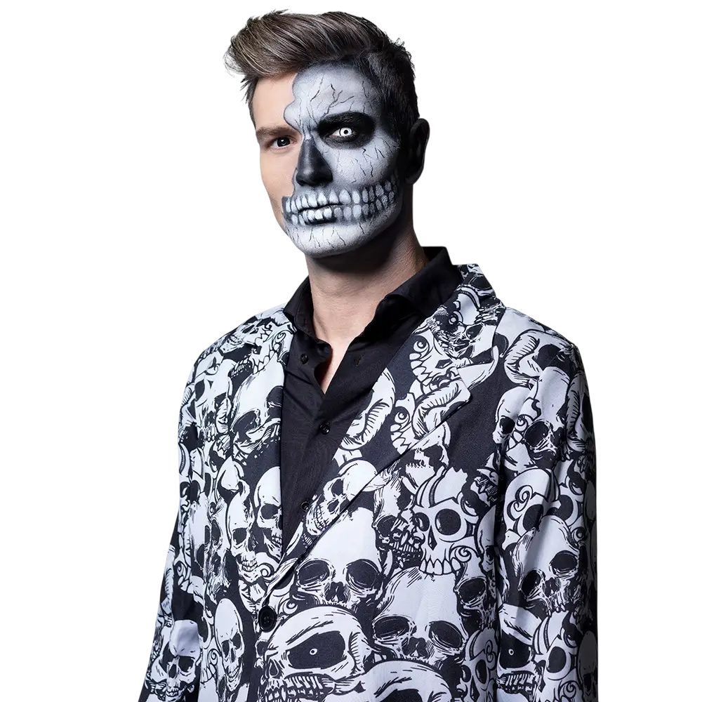 Skullface-kontaktlinser i sort og hvid – Halloween-kontaktlinser