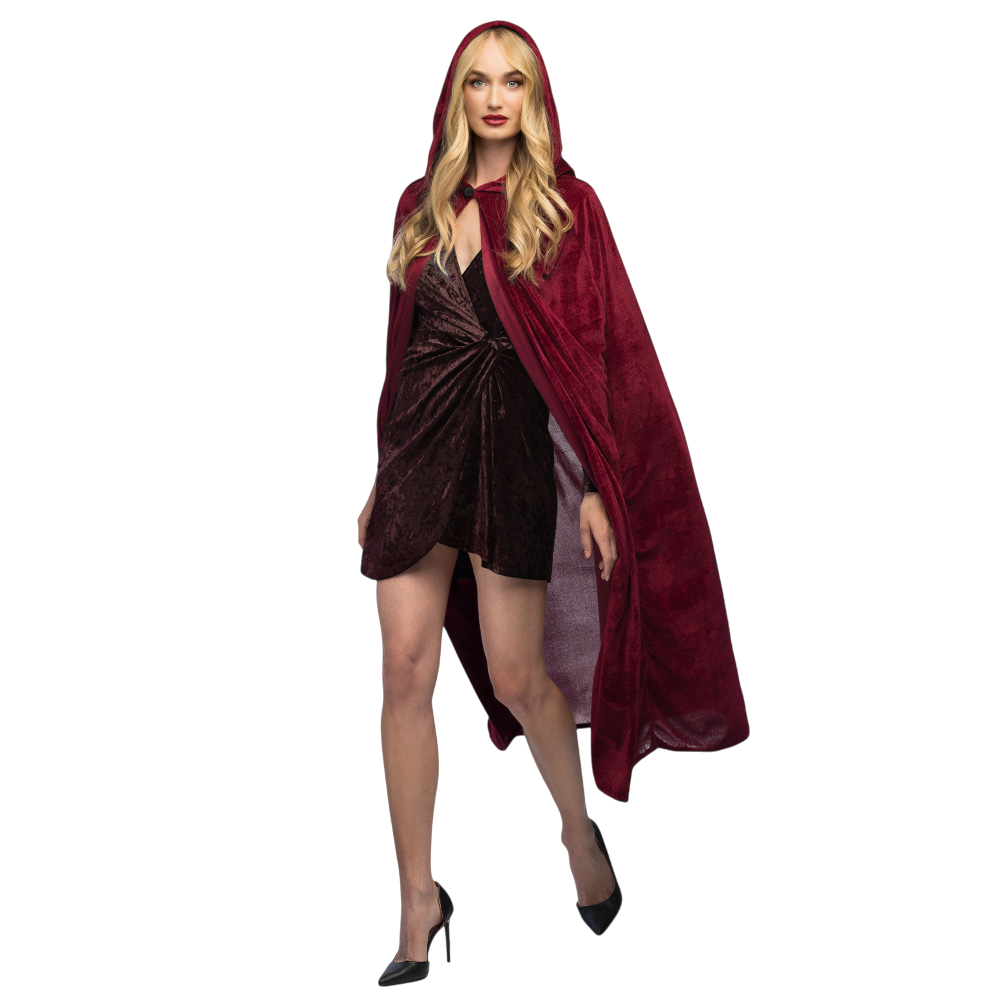 Rød kappe i bordeaux, 170 cm – Halloween-kostume