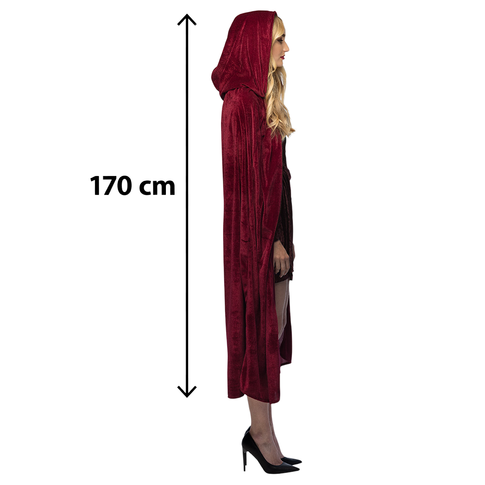 Rød kappe i bordeaux, 170 cm – Halloween-kostume