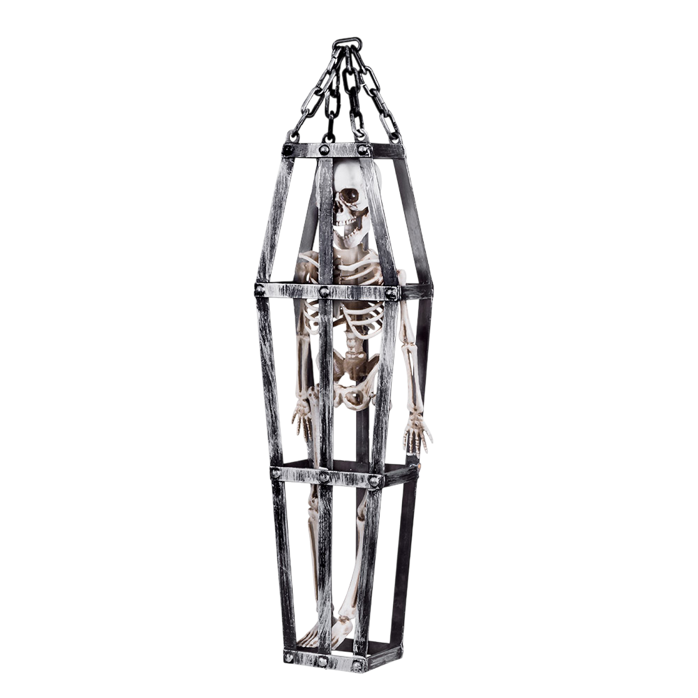 Hængende skelet i bur, 50 cm – Halloween-dekoration