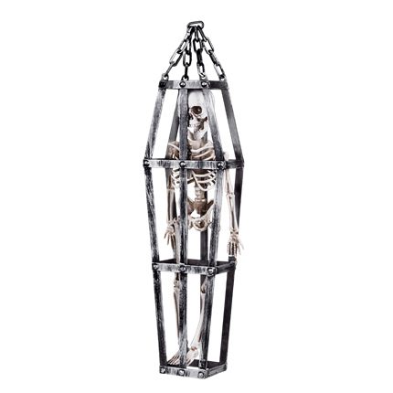 Hængende skelet i bur, 50 cm – Halloween-dekoration