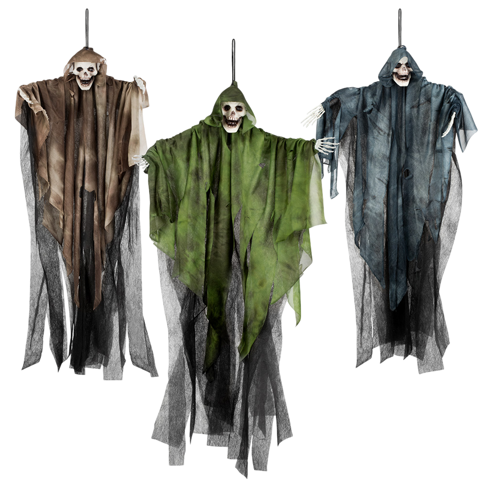 Spøgelses-dødningehoved til ophæng, 65 cm – Halloween-pynt