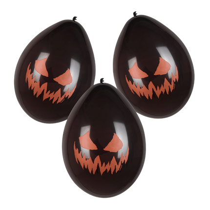 Sæt med 6 latexballoner med skræmmende græskar, Ø 25 cm – Halloween