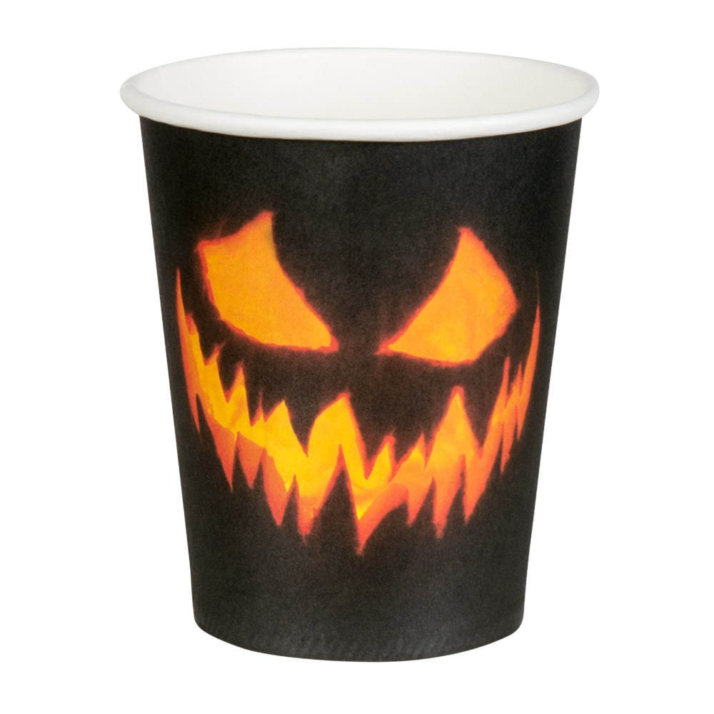 Sæt med 10 kopper med motiv af uhyggelig græskar, 25 cl – Halloween