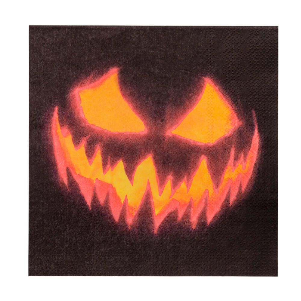 Sæt med 20 servietter med motiv af uhyggelig græskar, 33 x 33 cm – Halloween