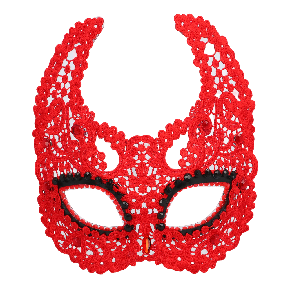 Rød blondermaske som dæmonulv – Halloween